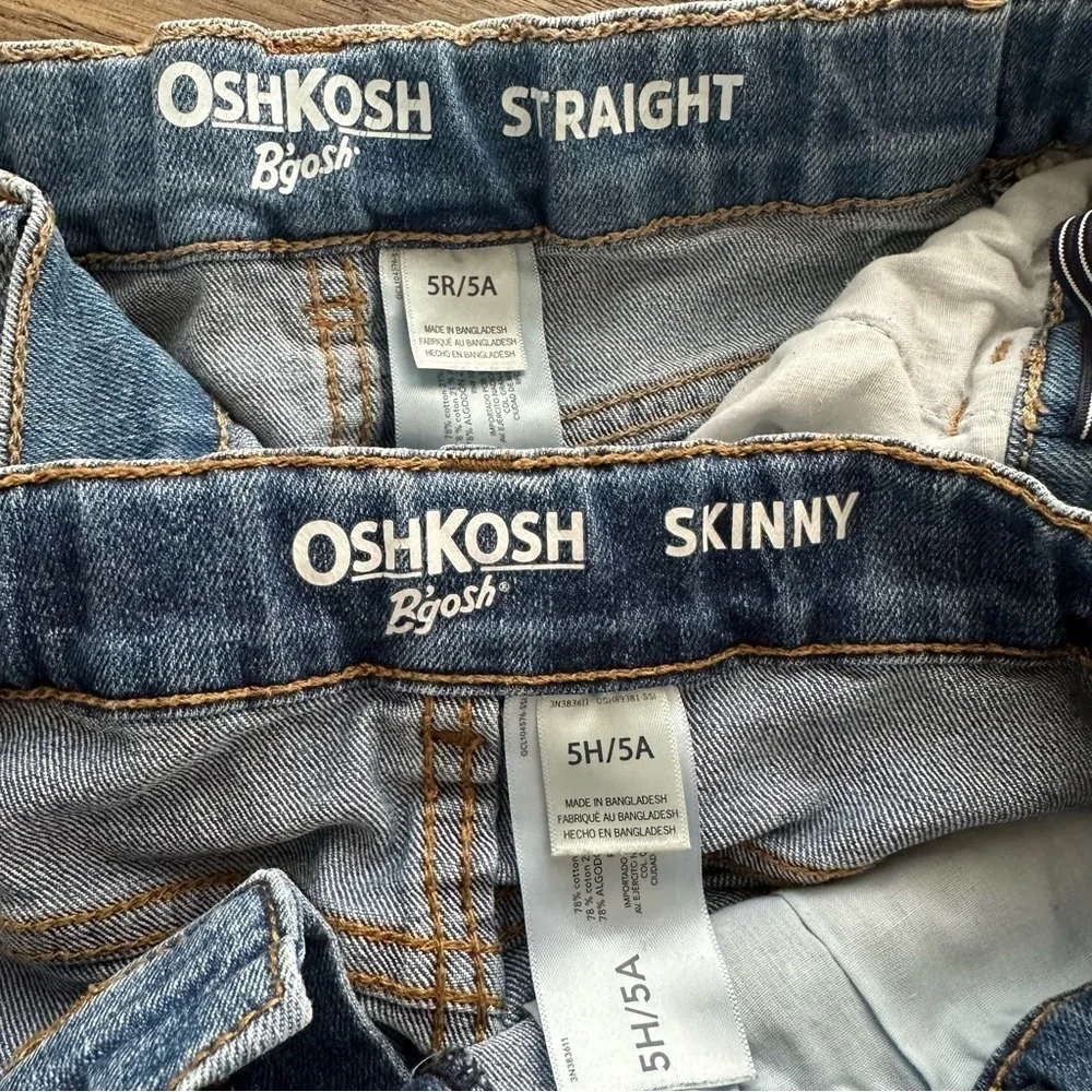 Osh Kosh Boys Girls size 5 Bundle of Jeans Straight Skinny Blue Adjustable waist